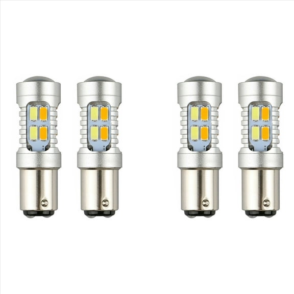 4PCS 1157 BAY15D P21/5W 5630 Bulbs Dual Color LED Bulb Canbus Car Turn Signal Lamp,4 x Led Bulb Turn Signal Lamp,White yellow light