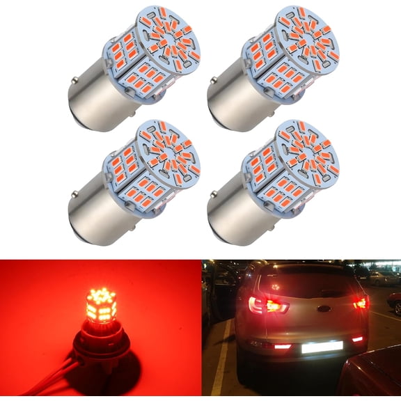4PCS 1157 LED Bulb Brake Tail Light 12V-24V Super Bright 2357 2057 7528 BAY15D LED Replacement Light Kit Set for Car Tail Brake Turn Signal Lights - Brilliant Red
