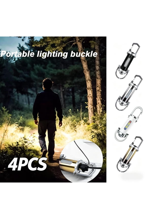 4PCS 1200 Lumen USB Rechargeable Keychain Flashlight, Multi-Mode Waterproof Mini Pocket Light with Hook, for Camping, Hiking, Emergency & Everyday Carry