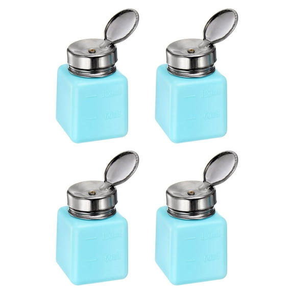 4PCS 120ML(4oz) Push Down Alcohol Dispenser Pump Liquid Press Empty Bottles Refillable Container Blue