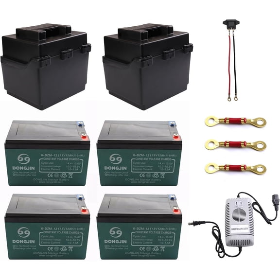 4PCS 12V 12Ah 6-DZM-12 Battery & Battery Case Box for E Bike Scooter Go Kart