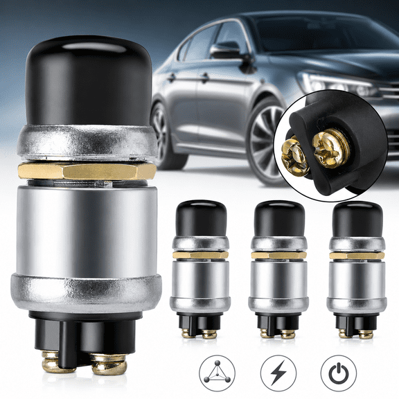 4PCS 12V DC Heavy Duty Momentary Push Button Starter Switch 50 Amp SPST Push to Start Switch with Protective Cap for Automotive Marine ATV UTV Truck Equipment Ignition Control