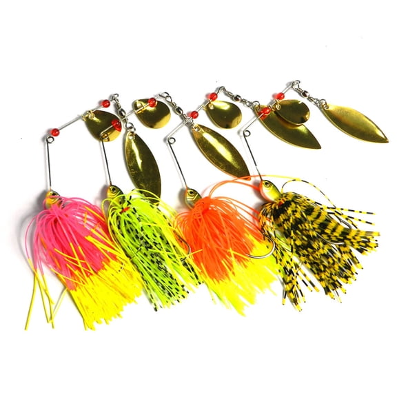 4PCS 14.8g Spinnerbaits Bait Rubber Skirt Buzzbaits Spoon Blade Fishing Lures