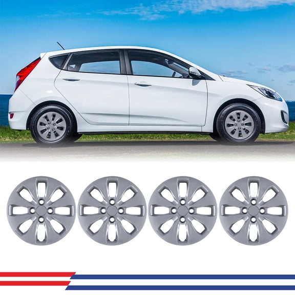4PCS 14" Wheel Rim Covers HubCaps for 2012-2017 HYUNDAI ACCENT HATCHBACK /SEDAN Silver Lacquer
