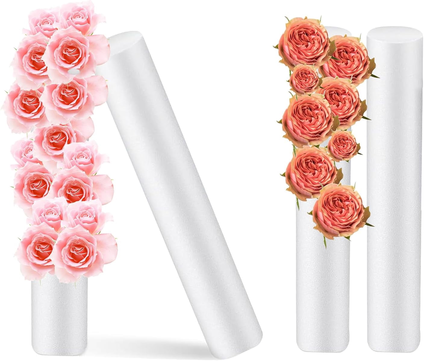 4PCS 15.7 Inch Foam Cylinders for Crafts Tube White Floral Round Flower Arrangements Polystyrene Flowers Tubing Rods Modeling DIY Home Craft Arts Supplies