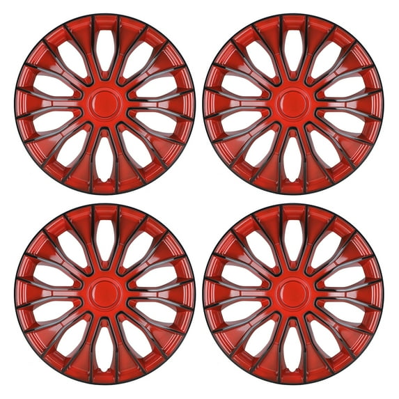 4PCS 16 inch Universal Hubcaps for Steel Wheel Rims Cover,Snap on Car Truck SUV,ABS+PC Material,Black Lacquer & Red Lacquer