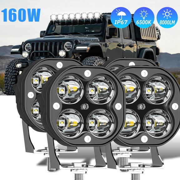4PCS 160W Led Light Bar,Dual Row Spot Flood Combo Beam Driving LED Work Lights for Truck Off Road Jeep Truck SUV Car