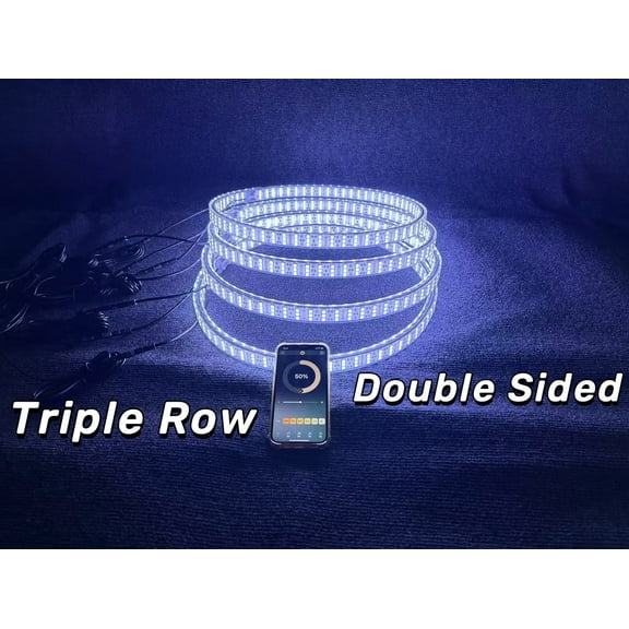 Tzvmnylighting Factory - 4PCS 17.5"TRIPLE ROW Cold WHITE Double Sided LED Strobe Wheel Rim Lights Set Fit For Car Truck Wheeler Bluetooth APP +Remote Control Waterproof