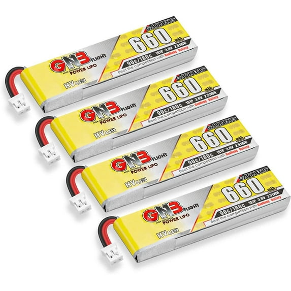 4PCS 1S 660mAh 3.8V LiPo Battery JST-PH2.0 Connector for Racing Drone Micro FPV