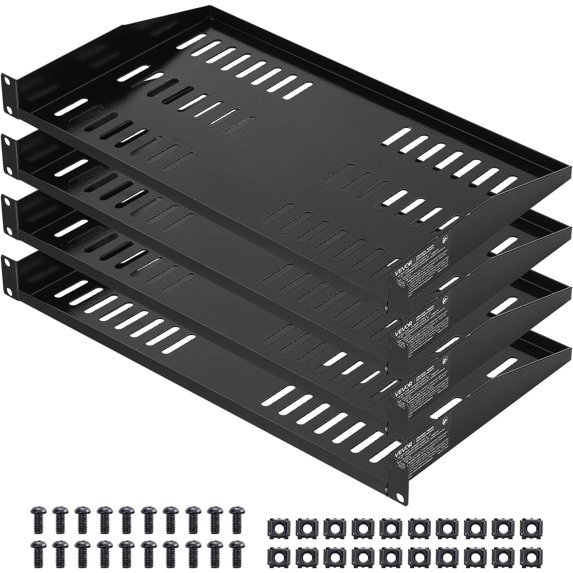 Networking Rack Shelf 4PCS 1U Server Rack Shelf, Universal Vented Rack Mount Cantilever Tray ...