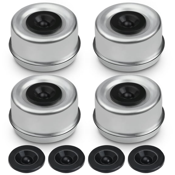 4PCS 2.44" Trailer Axle Wheel Hub Dust Cap Trailer Bearing Dust Cap with 8 Rubber Plugs -Wheel Center Caps Grease Covers for Trailers, Fits Most 5200 to 6000 Pound Ib Dexter EZ Lube Trailer