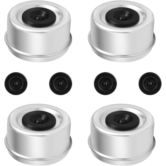 4PCS 2.44'' Trailer Hub Cap Trailer Wheel Bearing Dust Cap with Extra 4 Rubber Plugs Trailer Axle Dust Cap for EZ Lube Trailer Dust Cap 5200 to 6000 Lb Silver & Black-OEM Wheel Covers