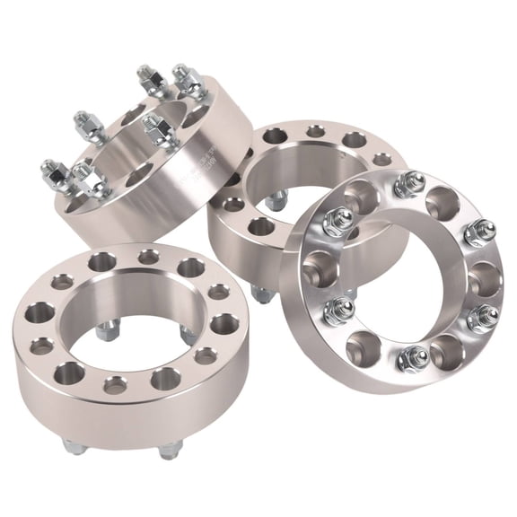 4PCS 2 Wheel 6x5.5 to 6x5.5 Adapters with 14x1.5 Silver-4PCS 2" 6x5.5" to 6x5.5" Wheel Spacer Adapter 14x1.5 Studs