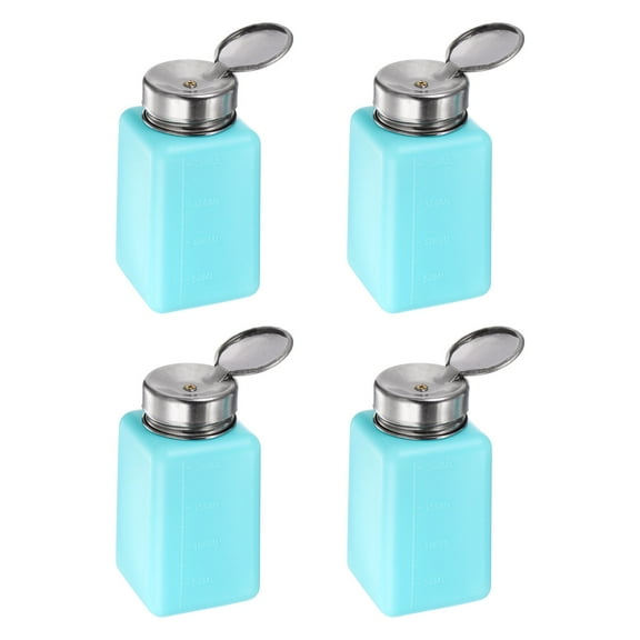 4PCS 200ML(6.8oz) Push Down Alcohol Dispenser Pump Liquid Press Empty Bottles Refillable Container Blue