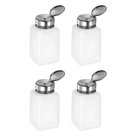 4PCS 200ML(6.8oz) Push Down Alcohol Dispenser Pump Liquid Press Empty Bottles Refillable Container White