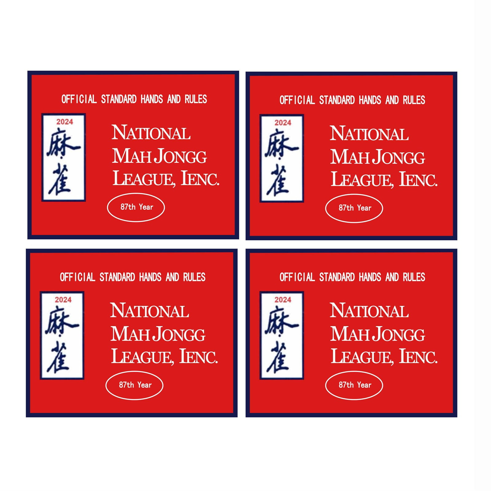 4PCS 2024 Mahjong Card National Mahjong Official Standard Hand And