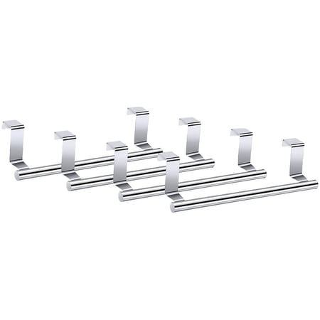 4PCS 23.5cm Towel Rack Over The Door Towel Rack Stainless Steel Kitchen Towel Holder Cabinet Towel Bar Hanging on Door or Cabinet for Bathroom