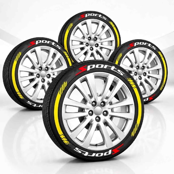 4PCS 2D Car Tire Waterproof Universal Stickers Wheel Decals Motorcycle, 3D Tire Lettering Stickers for SUV Sedan Truck Rim Decor, Waterproof