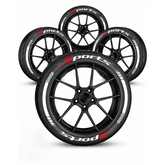 4PCS 2D Car Tire Waterproof Universal Stickers Wheel Decals Motorcycle Auto Exterior Accessories, Raised Sport Lettering Set for SUV Sedan Truck Rim Decor Aufkleber