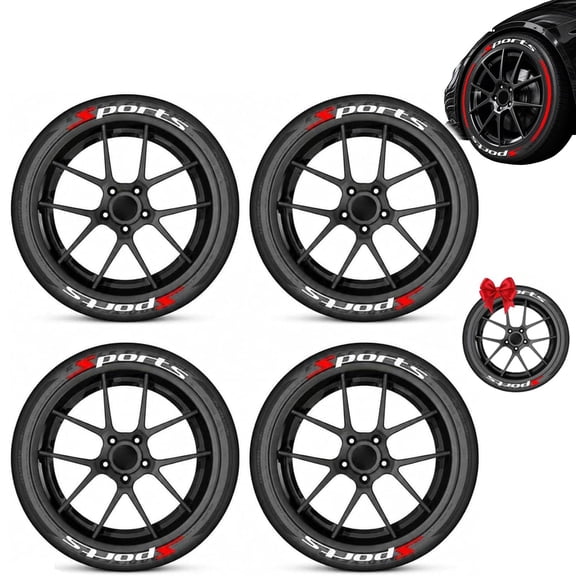 4PCS 2D Tire Lettering Stickers, Car Tire Waterproof Universal Stickers Wheel Decals Motorcycle Auto Exterior Accessories, Easy DIY Installation Raised Sport Lettering Set Decor Aufkleber