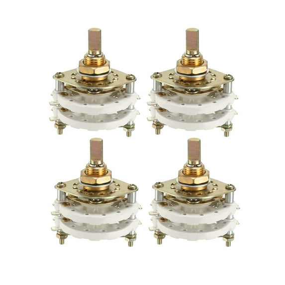 4PCS 2P6T 2 Pole 6 Throw 2-Deck Band Channel Rotary Switch Selector