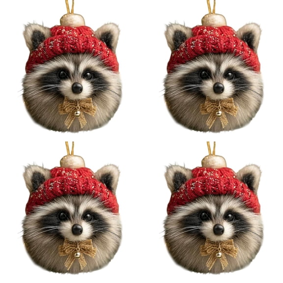 4PCS 3.15Inch Woodland Creature Christmas Ornaments,Cozy Forest Animal Acorn Decor,Rustic 2D Acrylic Hanging Figurines for Xmas Tree,Nature-Themed Home Party Décor for Animal Lovers & Families