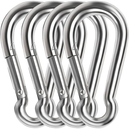 4PCS 3.54 in Large Carabiner Clip,304 Stainless Steel Heavy Duty Clips,Spring Snap Hook Set for Camping Swing Boating Hammock Hiking