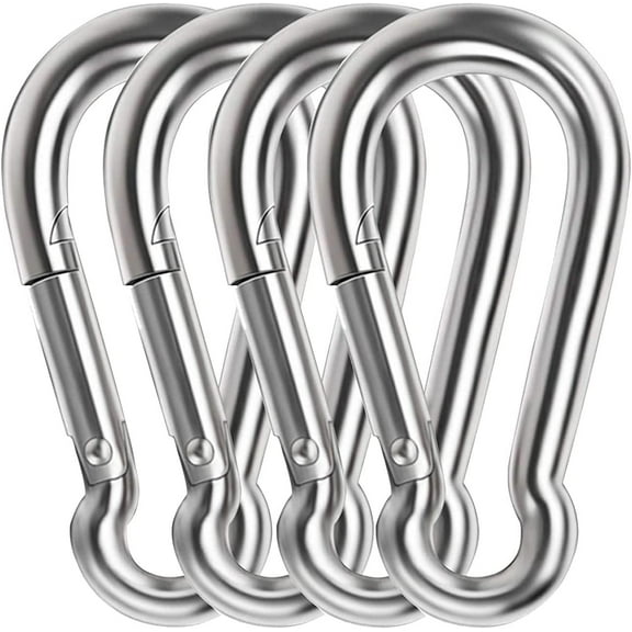 4PCS 3.54 in Large Carabiner Clip,304 Stainless Steel Heavy Duty Clips,Spring Snap Hook Set for Camping Swing Boating Hammock Hiking