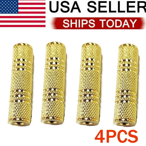 4PCS 3.5mm 1/8" Aux Stereo Female to Female F/F Gold Audio Coupler Adapter Jack US