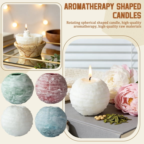 4PCS 3.98in Swirl Sphere Decorative Candle Accent for Living Room Bedroom Decor, Modern Round Vortex Ball Ornament for Table Centerpiece Display