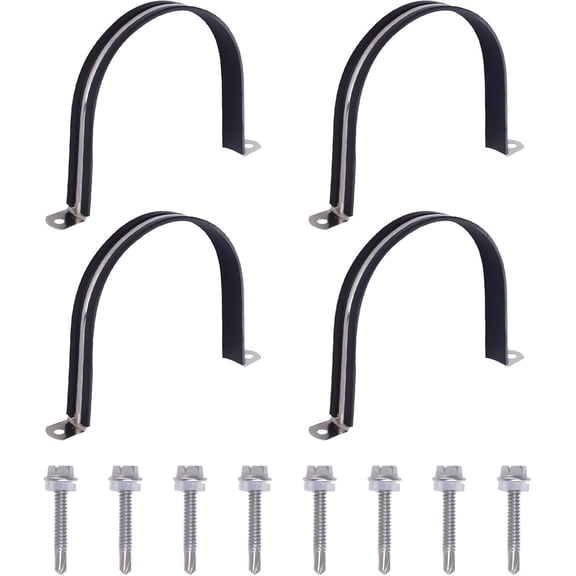 4PCS 304 Stainless Steel Conduit Clamps Black U-Tube Strap Pipe Clamp 2 Hole Bracket Rigid Pipe Conduit Strap Tension Clips for Tube Pipe Wire Cord Installation