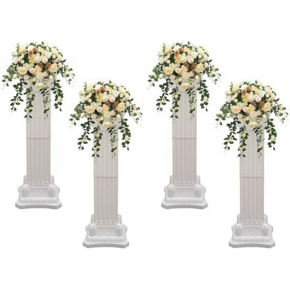 4PCS 35.4 Inch Elegant Wedding Roman Column Set,Artistic Statue Landscaping Roman Pillar,Flower Floral Pot Columns Pedstal Stand for Wedding Party Event Road Decoration$$Home Decor, Kitchen, & Other
