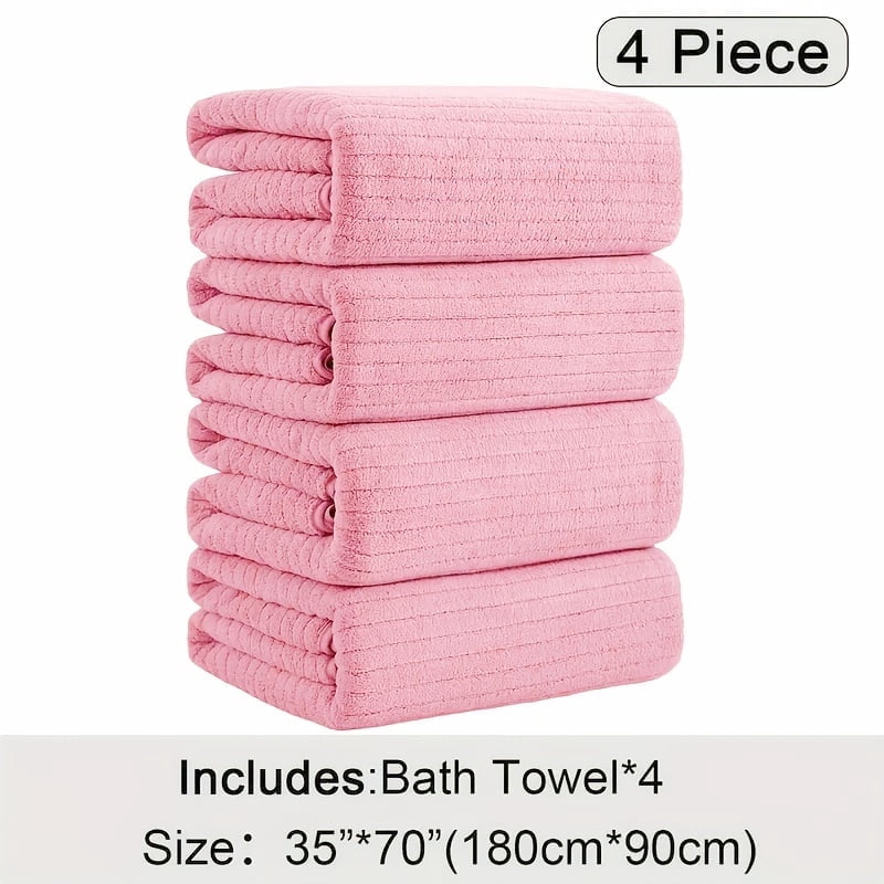 4PCS 35x70 Inches Extra Large Bath Towels, Cotton Bathroom Towels, Super Soft and Absorbent - Pink