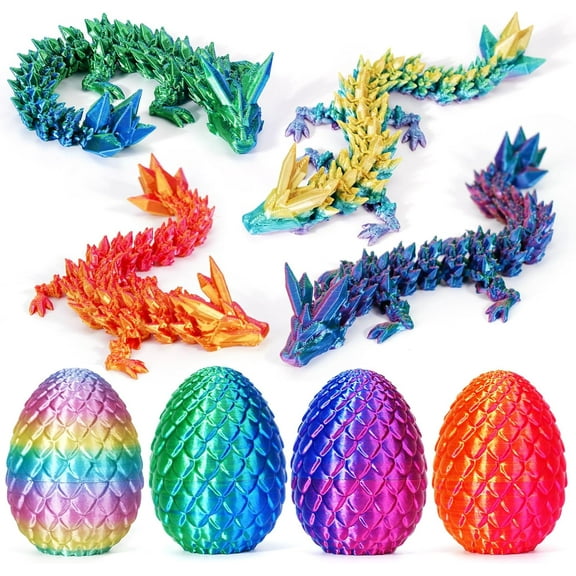 4PCS 3D Printed Dragon Eggs with Dragon Inside, Mini Easter Eggs Fidget Toy