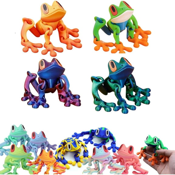 4PCS 3D Printed Magnetic Frog Fridge Magnets,2025 New Realistic Articulated Frog Fridge Magnet, Magnetic Animals Refrigerator Magnets,Funny Refrigerator Magnets for Locker Kitchen Car Deskx