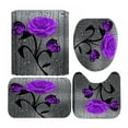 thumbnail image 1 of 4PCS 3D Raindrop Rose Flower Shower CurtainFabric Cloth Polyester Waterproof Bath Curtain Non-Slip Bathroom Rugs Bath Mat Set Elegant Bathroom Decor Purple, 1 of 3