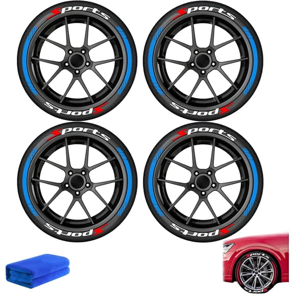 4PCS 3D Tire Lettering Stickers, 4 Counts/Set Car Wheel Hub Decals Waterproof, 2D Car Tire Waterproof Universal Raised Stickers Wheel Decals Accessories for Cars, Motorcycle, SUV