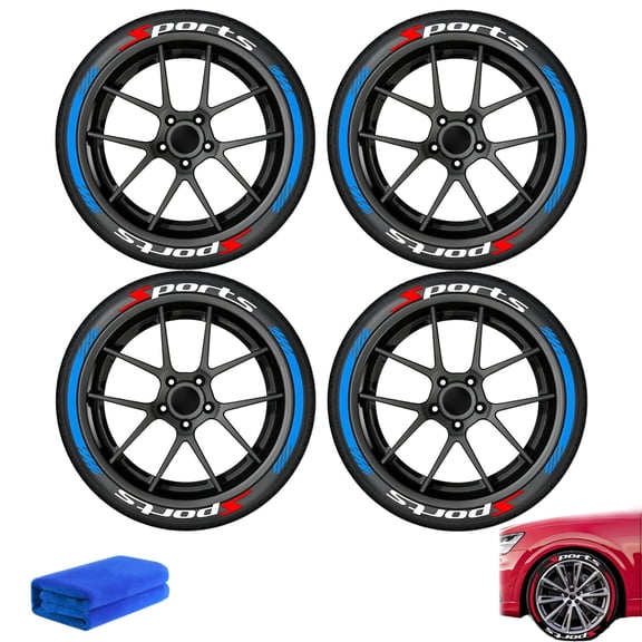 4PCS 3D Tire Lettering Stickers, 4 Counts/Set Car Wheel Hub Decals Waterproof, 2D Car Tire Waterproof Universal Raised Stickers Wheel Decals Accessories for Cars, Motorcycle, SUV