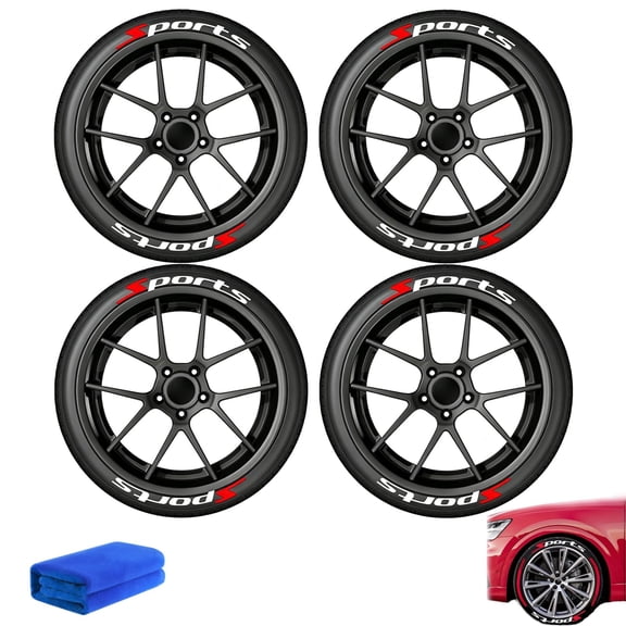 4PCS 3D Tire Lettering Stickers, 4 Counts/Set Car Wheel Hub Decals Waterproof, 2D Car Tire Waterproof Universal Raised Stickers Wheel Decals Accessories for Cars, Motorcycle, SUV