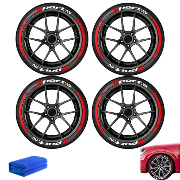 4PCS 3D Tire Lettering Stickers, 4 Counts/Set Car Wheel Hub Decals Waterproof, 2D Car Tire Waterproof Universal Raised Stickers Wheel Decals Accessories for Cars, Motorcycle, SUV