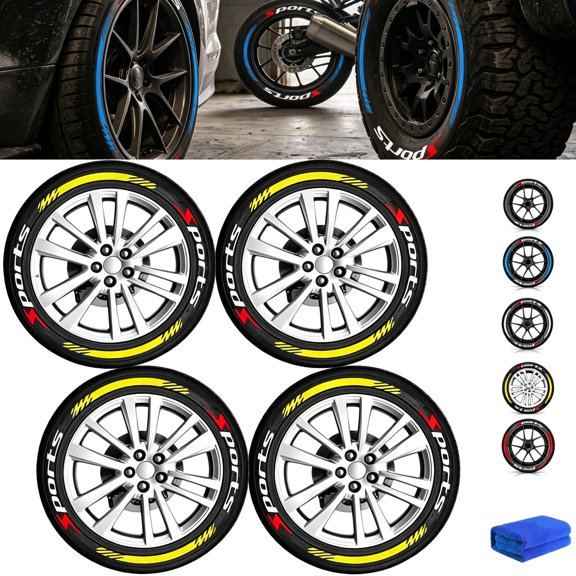 4PCS 3D Tire Lettering Stickers, Waterproof Tire Stickers for Cars, SUVs, and Motorcycles, Easy Diy Installation