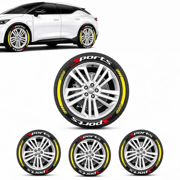 4PCS 3D Tire Lettering Stickers, Waterproof Universal Wheel Sidewall Decals, Sport Lettering Wheel hub Stickers Decorative Stickers, Raised for SUV Sedan Truck Personality Décor