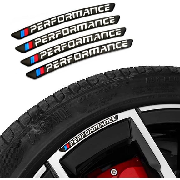 4PCS 3D Wheel hub Stickers Decorative Stickers M Sticker car Logo Badge Stickers Aluminum Alloy MaterialBlack