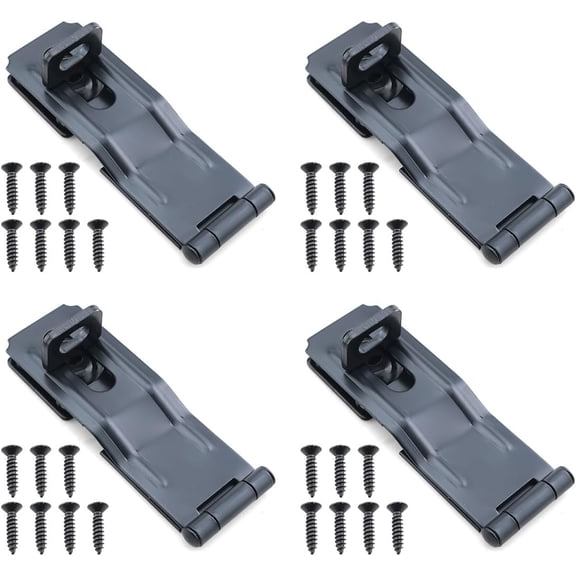 4PCS 4-1/2 Inch Swivel Safety Padlock Buckles Stainless Steel with Twist Locking Latch for Fences Shed Doors Cabinets Barn Doors Toolboxes Display Cases Black