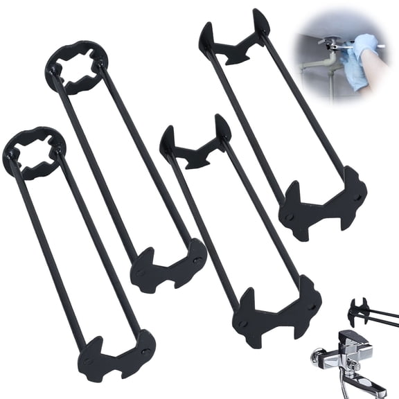4PCS 4 in 1 Water Pipe Wrench Multifunctional Basin Wrench Tool with 360° Swivel Head for Faucet, Sink, And Pipe Installation in Tight Kitchen & Bathroom Spaces – Alloy Steel