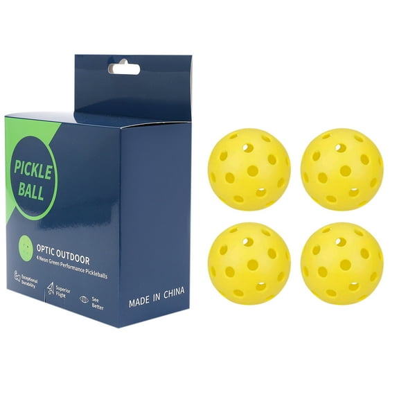 4PCS 40-Hole PE Pickleball Yellow - 2.91in Hard Outdoor Weifu Hole Ball, Professional for Outdoor Play
