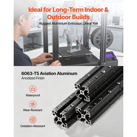 4PCS 4040 Aluminum Extrusion Profile, 15.75 Inch 400 mm, T Slot European Standard Anodized Linear Rail, High-Strength Extruded Aluminum Rail, for 3D Printer Parts and CNC DIY Workbench, Black
