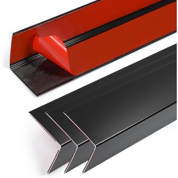 4PCS 45" Black Metal Corner Protectors, Aluminum Self Adhesive Corner Guards, Metal Wall Edge Protector Strip, Furniture Corner Protectors, Wall Cabinet Baseboard Decoration 45" x 1"