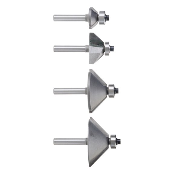 4PCS 45 Degree Chamfer Routers Bit Set Hexagon Shank Edges Bevel Forming Milling Cutter Tool for Woodworking Profiling