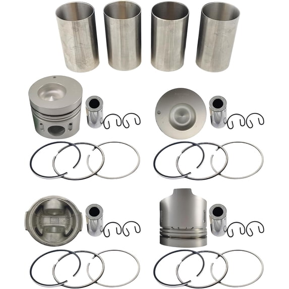 4PCS 4D34 Piston + Piston Rings STD With Cylinder liner half-finished Combustion Chamber 54.5mm Pin Diameter 34mm For Mitsubishi 4D34 4D34T Engine 3.9L Fuso Canter BE449 BE459 FE439 Truck